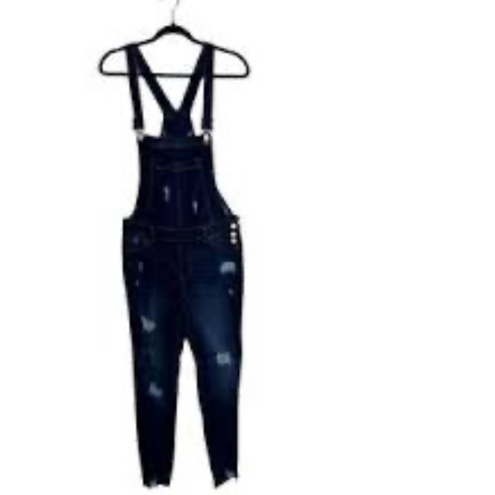 Fashion  Nova Belle Distressed Demon Overalls large NWT